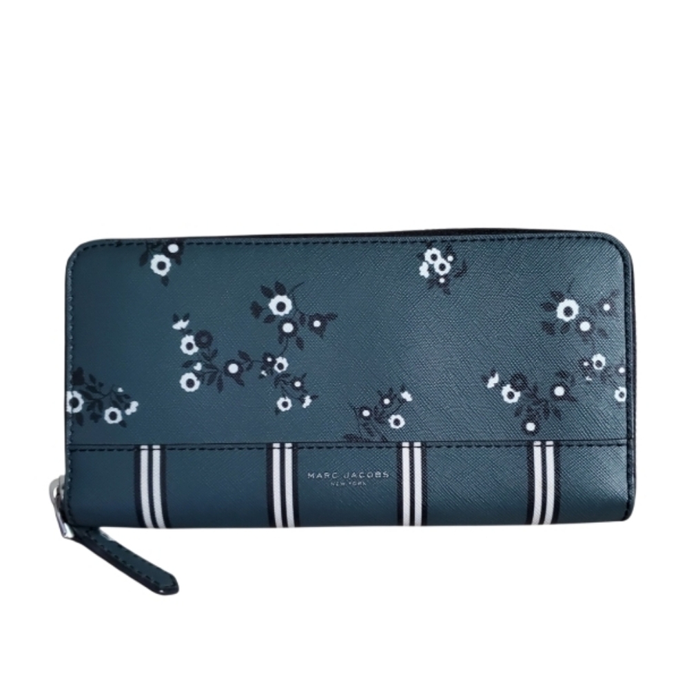Marc Jacobs Green Floral Zip Wallet